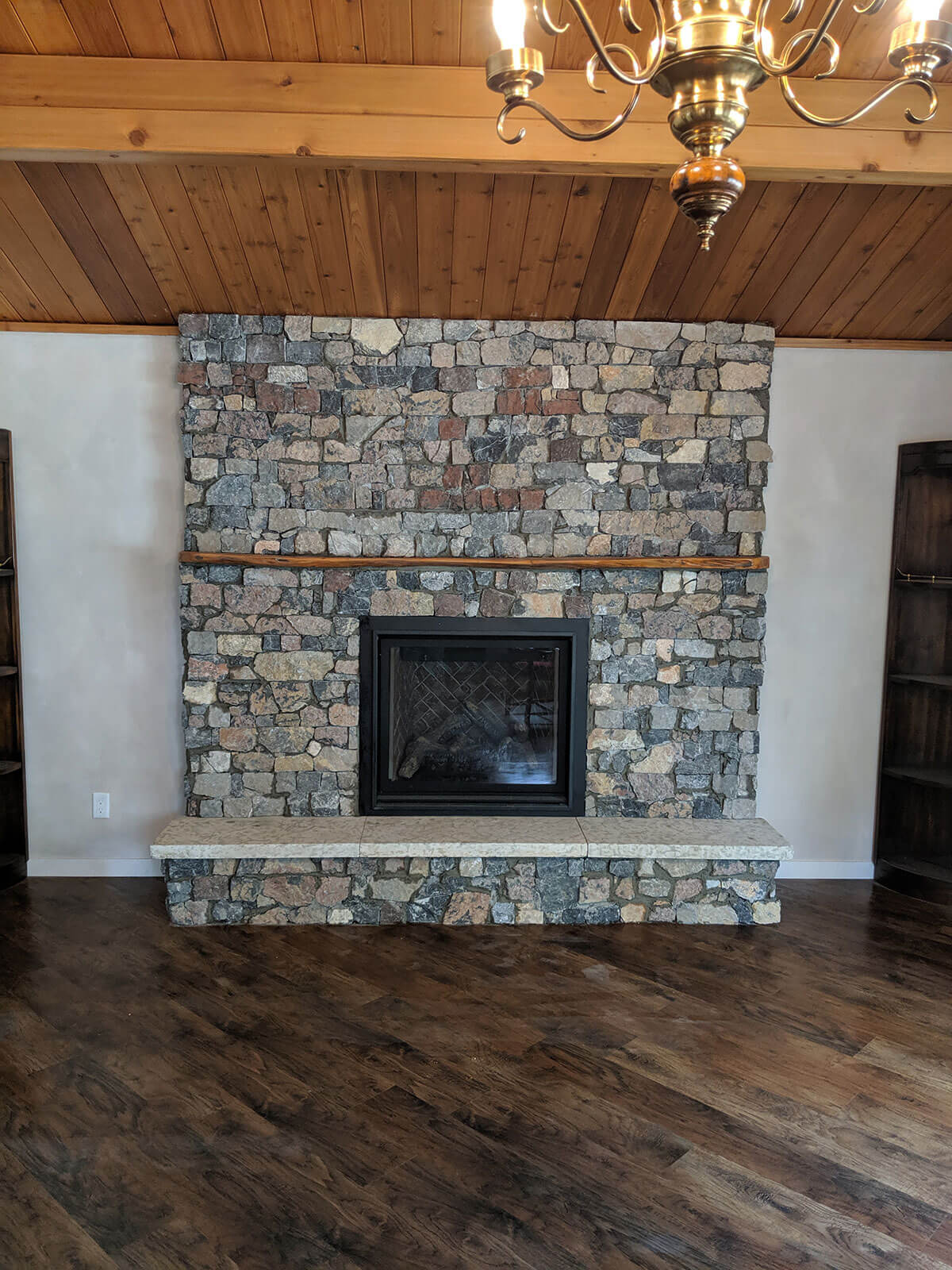 Bumblebee Stucco stone fireplace